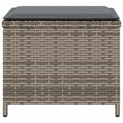 Gartenhocker mit Kissen 4 Stk. Grau 41x41x36 cm Poly Rattan