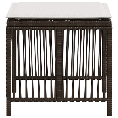 Gartenhocker mit Kissen 4 Stk. Braun 41x41x36 cm Poly Rattan