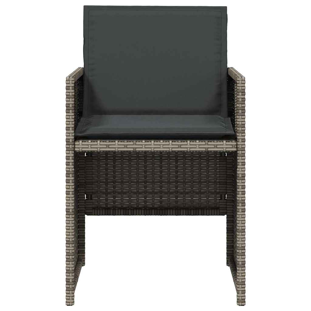 5-tlg. Garten-Essgruppe mit Kissen Grau Poly Rattan