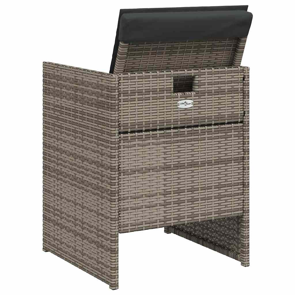 5-tlg. Garten-Essgruppe mit Kissen Grau Poly Rattan