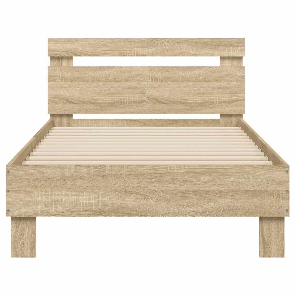 Bettgestell ohne Matratze mit Kopfteil Sonoma-Eiche 100x200 cm