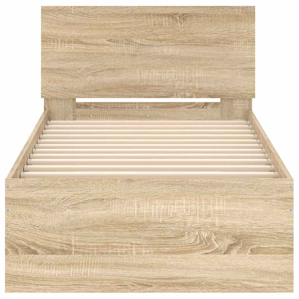 Bettgestell ohne Matratze mit Kopfteil Sonoma-Eiche 90x200 cm