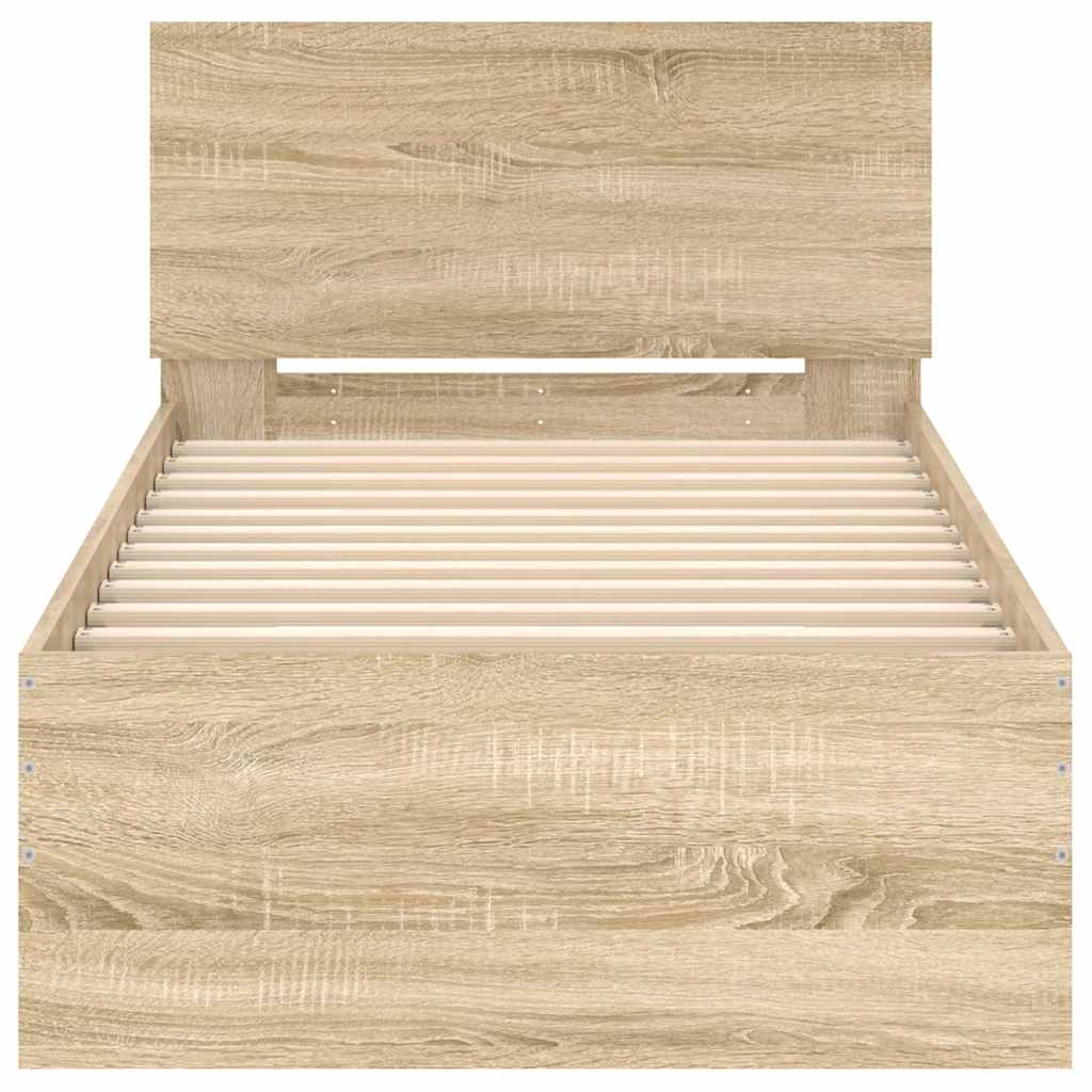Bettgestell ohne Matratze mit Kopfteil Sonoma-Eiche 90x190 cm