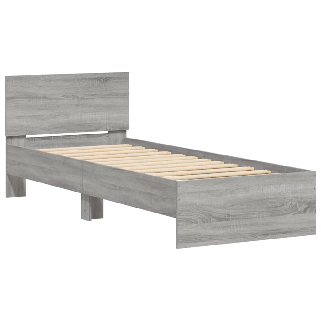 Bettgestell mit Kopfteil Grau Sonoma 90x190 cm Holzwerkstoff