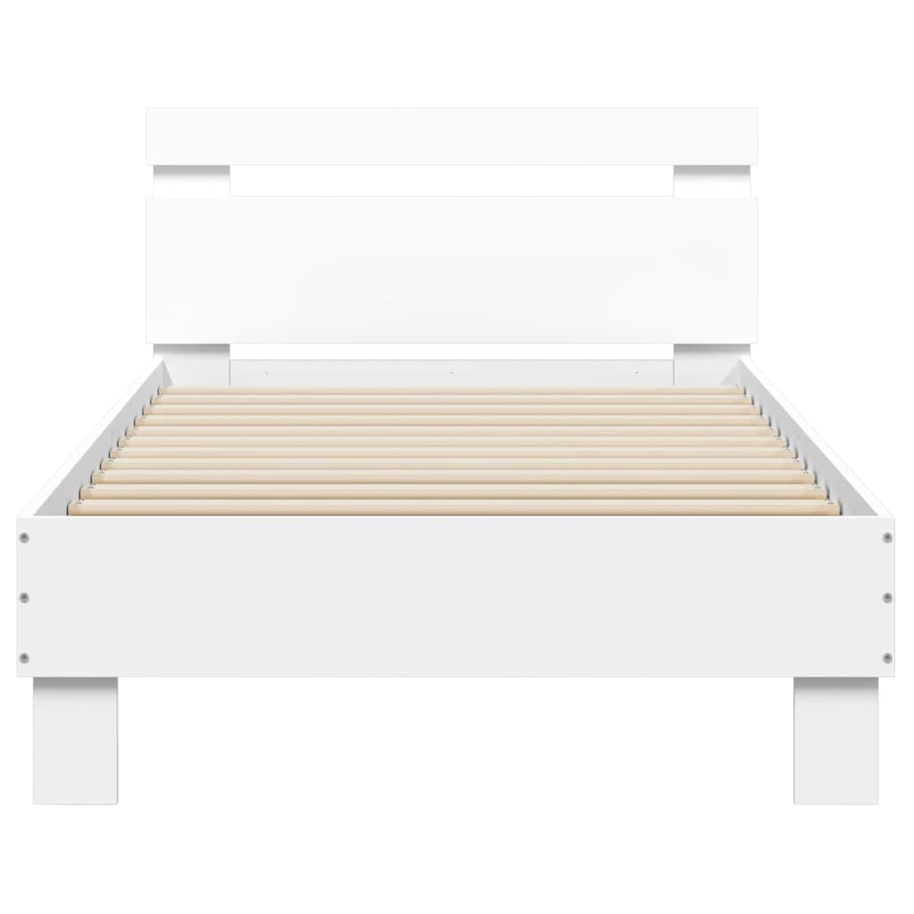 Bettgestell mit Kopfteil und LED-Leuchten Weiß 75x190 cm