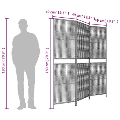 Paravent 3-tlg. Braun Poly Rattan