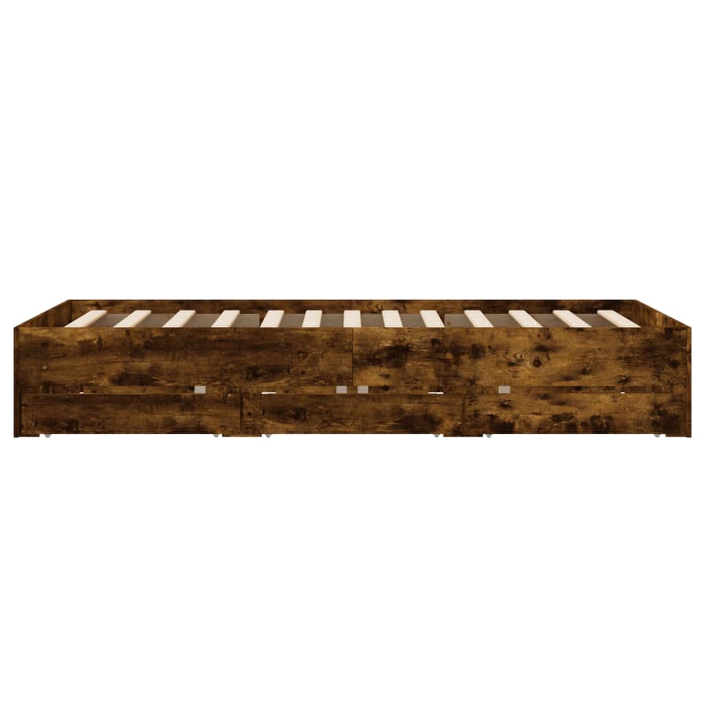 Bettgestell mit Schubladen Räuchereiche 120x190cm Holzwerkstoff