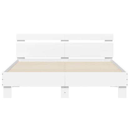 Bettgestell mit Kopfteil Weiß 150x200 cm Holzwerkstoff