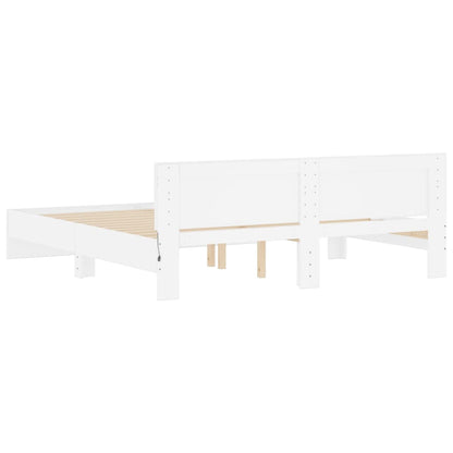 Bettgestell mit Kopfteil und LED-Beleuchtung Weiß 180x200 cm