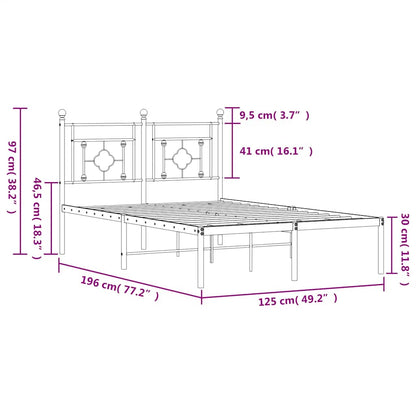 Bettgestell mit Kopfteil Metall Weiß 120x190 cm