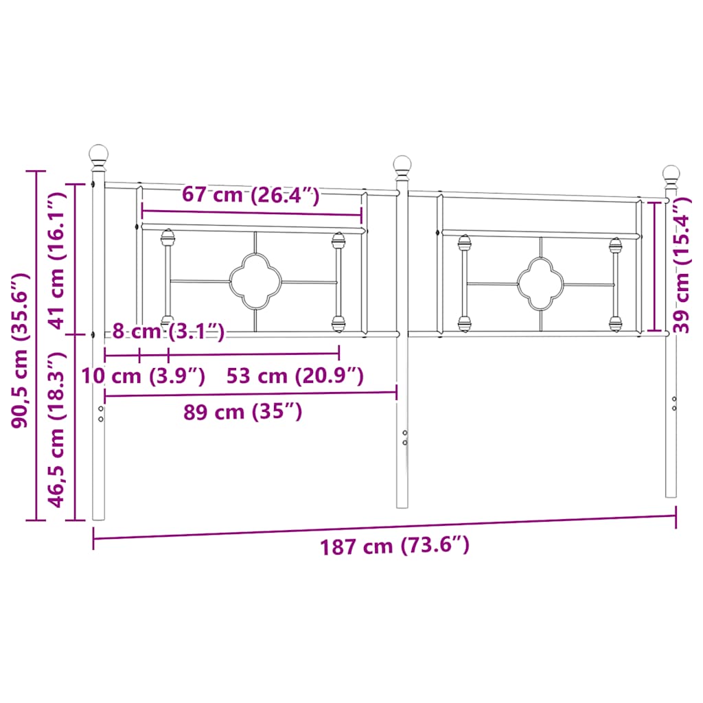 Ersatz-Kopfteil Metall Weiß 180 cm
