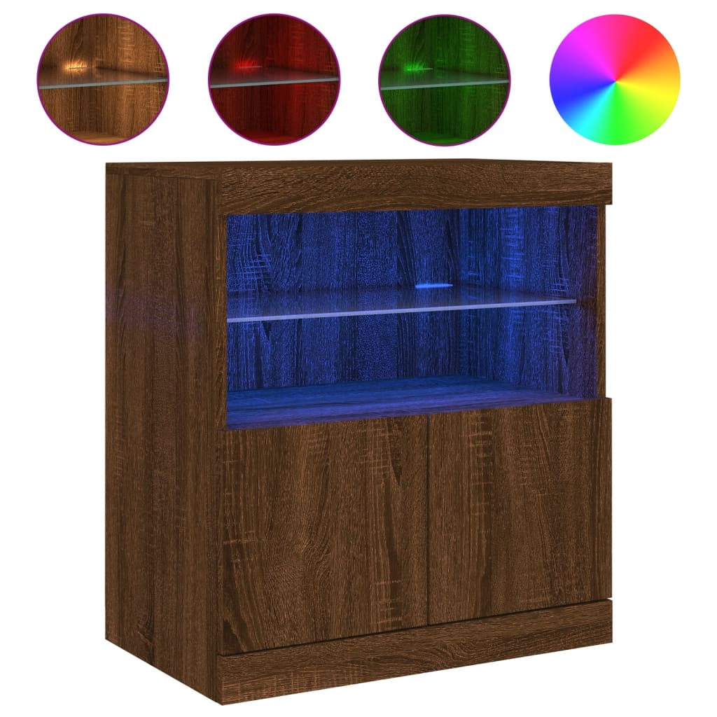 Sideboard mit LED-Leuchten Braun Eichen-Optik 60x37x67 cm