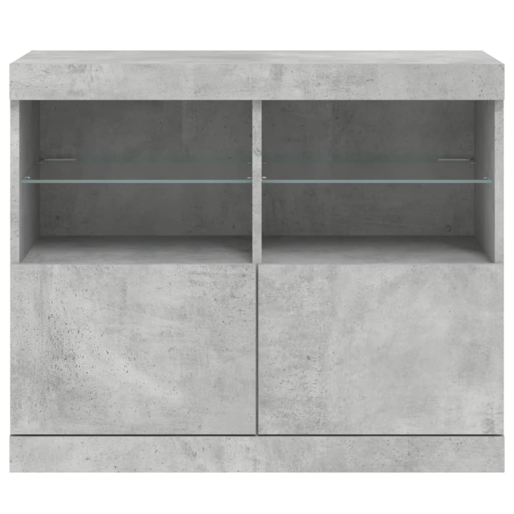 Sideboard mit LED-Leuchten Betongrau 81x37x67 cm