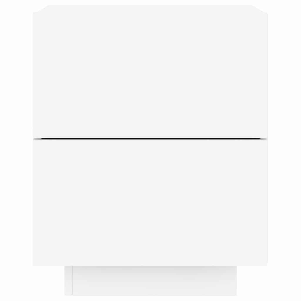 Nachttische mit LED-Leuchten 2 Stk. Weiß Holzwerkstoff