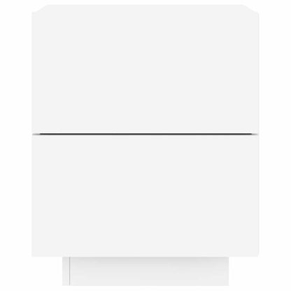 Nachttische mit LED-Leuchten 2 Stk. Weiß Holzwerkstoff