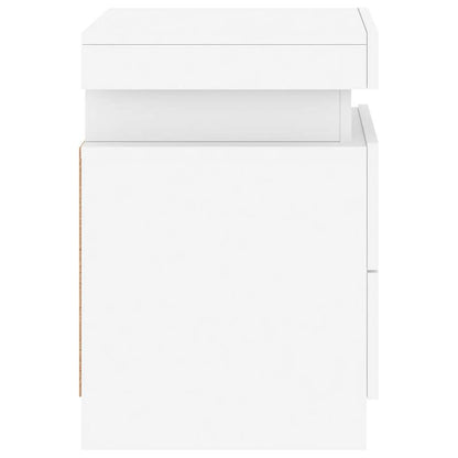 Nachttisch mit LED-Leuchten Weiß 35x39x55 cm