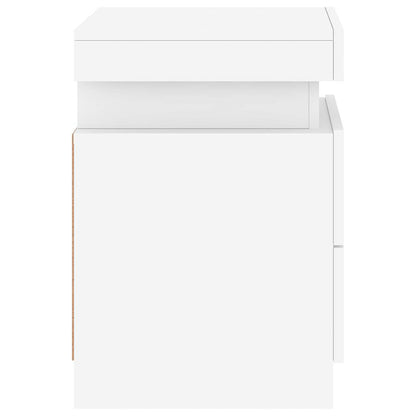 Nachttische mit LED-Leuchten 2 Stk. Weiß 35x39x55 cm