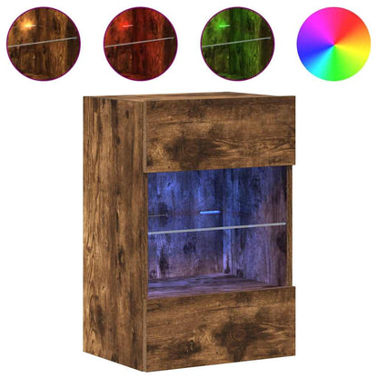 Wandschränke mit LED-Leuchten für TV 2 Stk. Räuchereiche