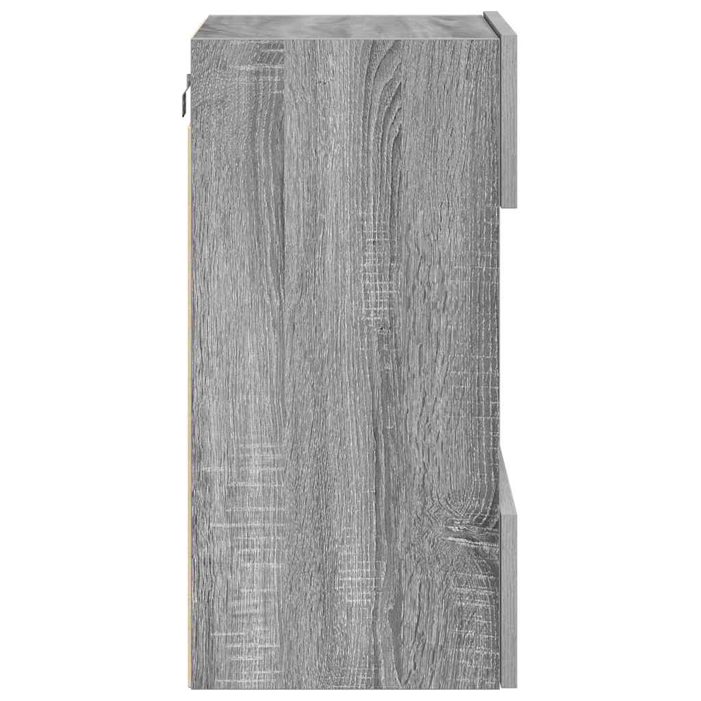 Wandschränke mit LED-Leuchten für TV 2 Stk. Grau Sonoma