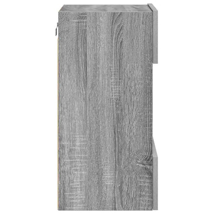 Wandschränke mit LED-Leuchten für TV 2 Stk. Grau Sonoma