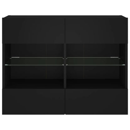 TV-Wandschrank mit LED-Leuchten Schwarz 78,5x30x60,5 cm