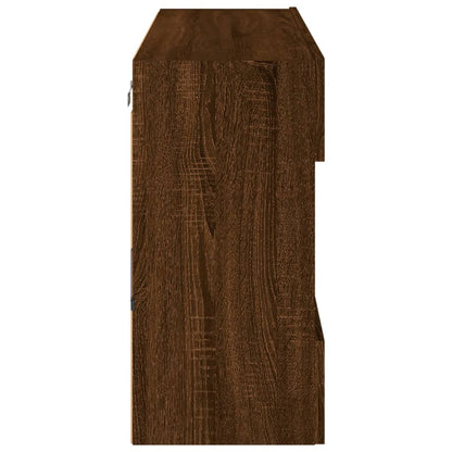 TV-Wandschrank mit LED-Leuchten Braun Eichen-Optik