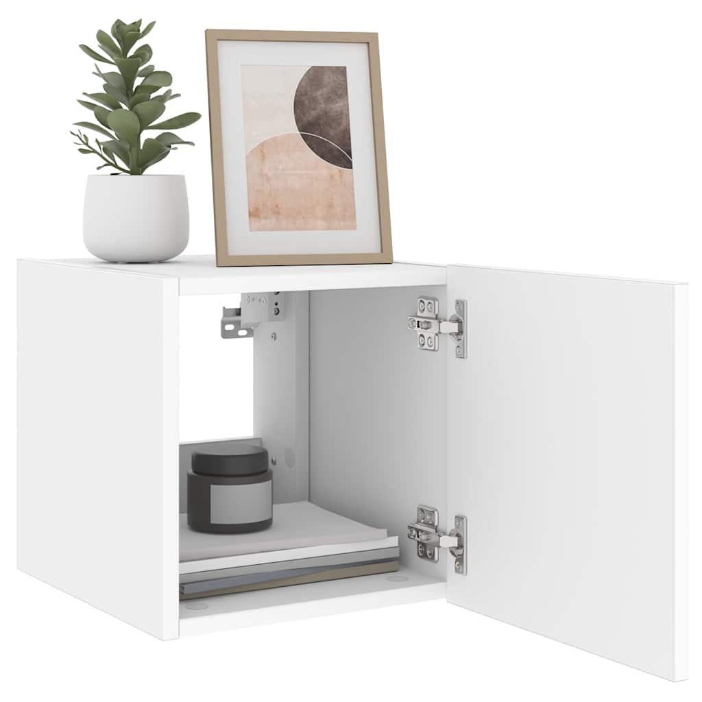 TV-Wandschrank mit LED-Leuchten Weiß 30,5x35x30 cm