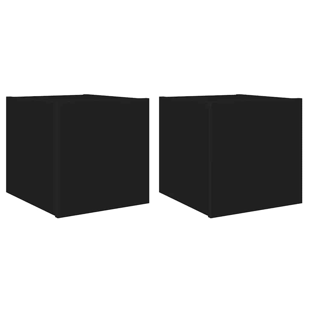 TV-Wandschränke mit LED-Leuchten 2 Stk. Schwarz 30,5x35x30 cm