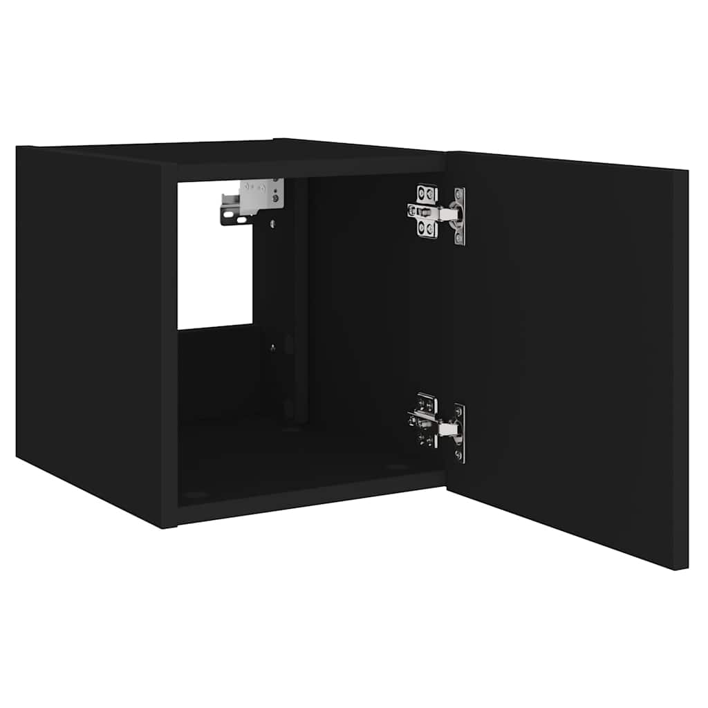 TV-Wandschränke mit LED-Leuchten 2 Stk. Schwarz 30,5x35x30 cm