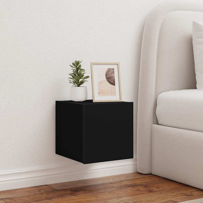 TV-Wandschränke mit LED-Leuchten 2 Stk. Schwarz 30,5x35x30 cm