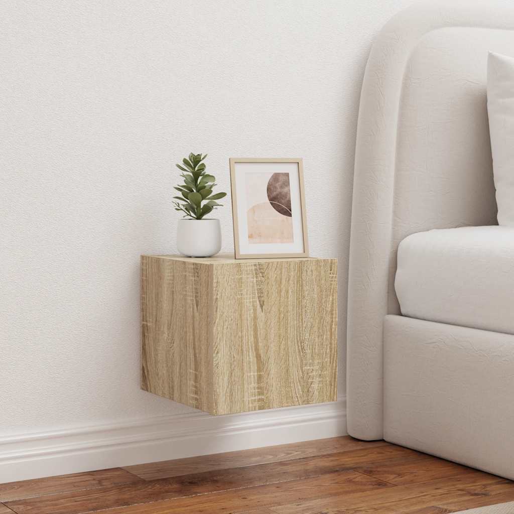 TV-Wandschrank mit LED-Leuchten Sonoma-Eiche 30,5x35x30 cm