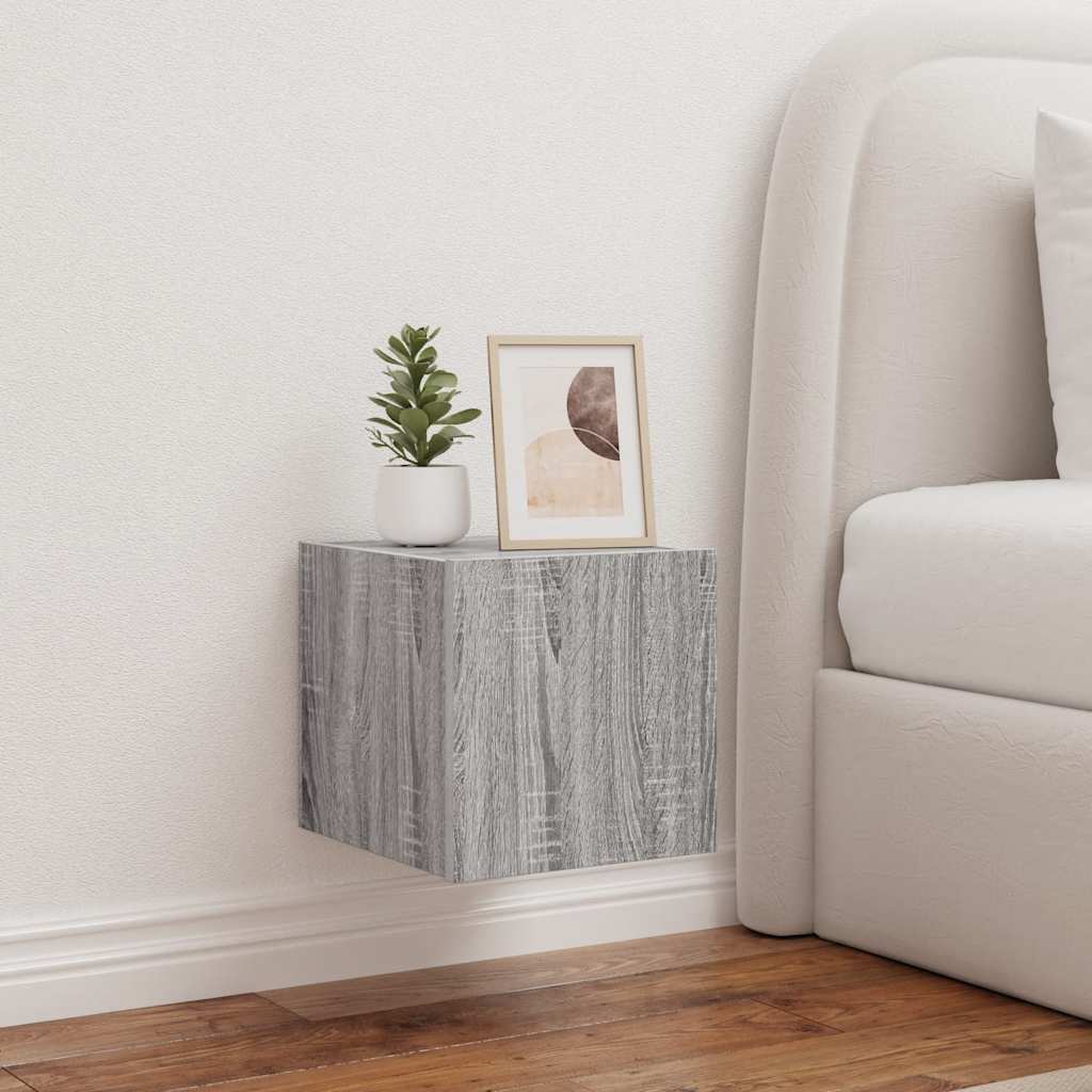 TV-Wandschrank mit LED-Leuchten Grau Sonoma 30,5x35x30 cm