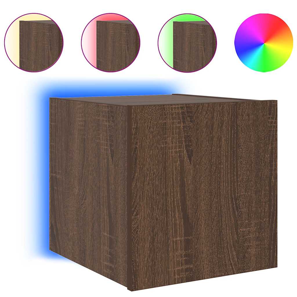 TV-Wandschrank mit LED-Leuchten Braun Eichen-Optik 30,5x35x30cm