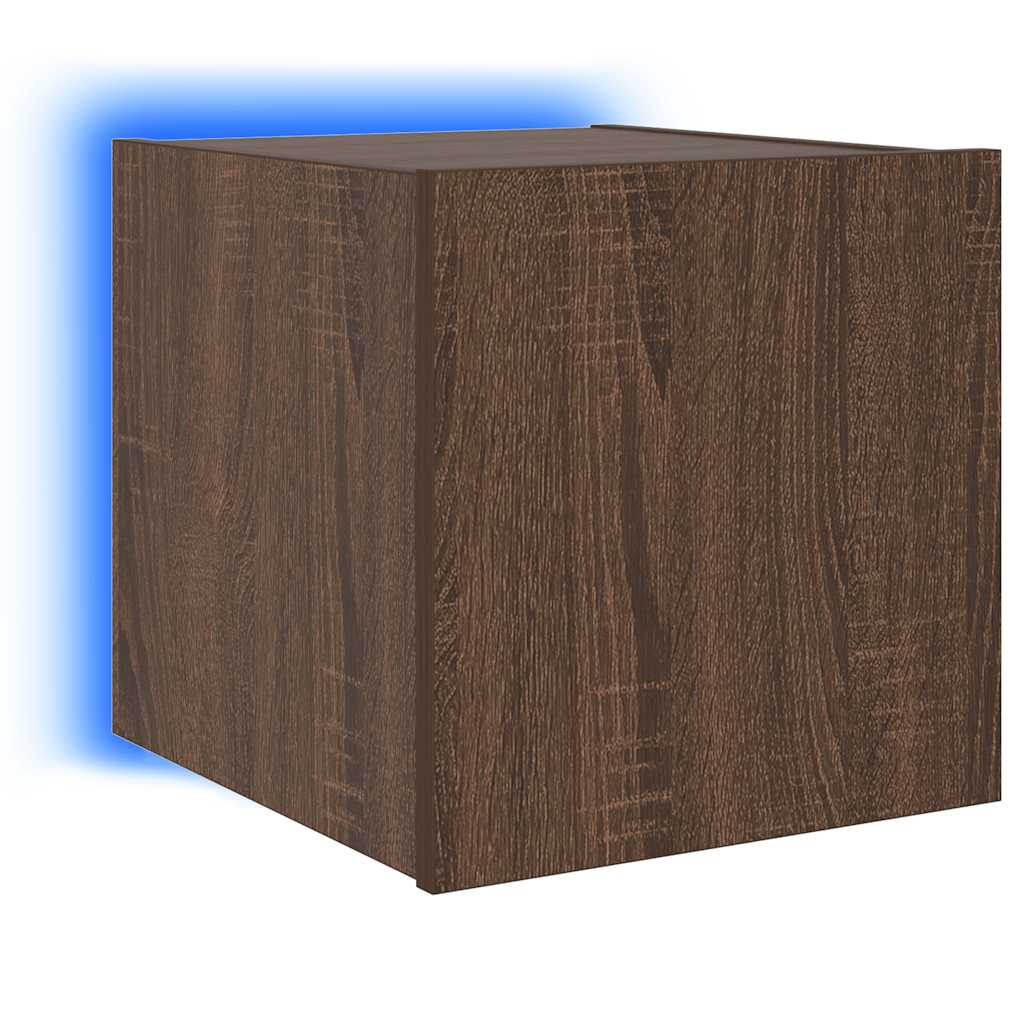 TV-Wandschrank mit LED-Leuchten Braun Eichen-Optik 30,5x35x30cm