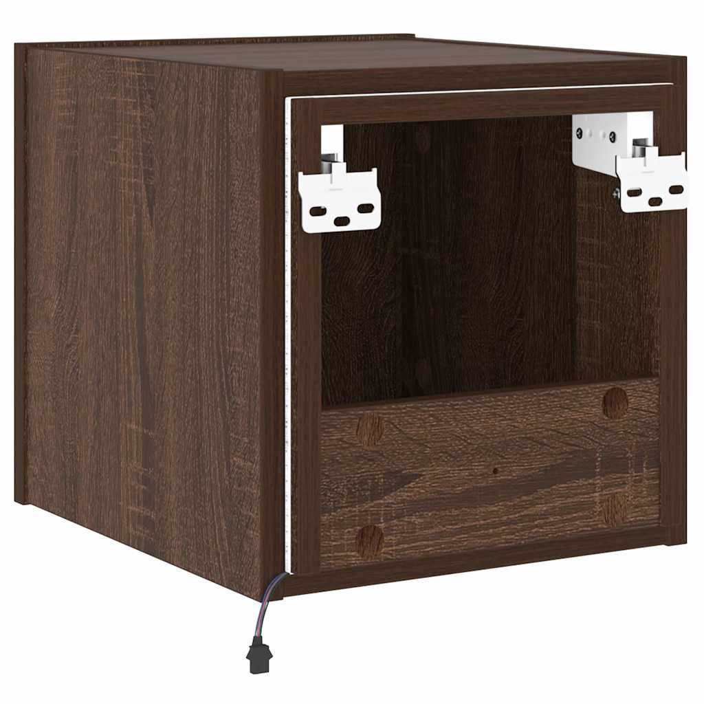TV-Wandschrank mit LED-Leuchten Braun Eichen-Optik 30,5x35x30cm