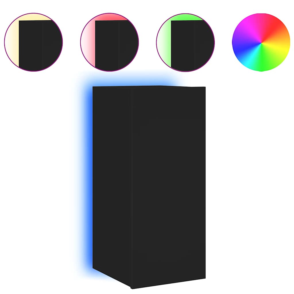 TV-Wandschrank mit LED-Leuchten Schwarz 30,5x35x70 cm