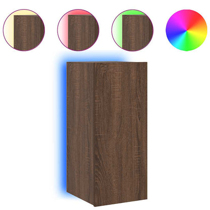 TV-Wandschrank mit LED-Leuchten Braun Eichen-Optik 30,5x35x70cm
