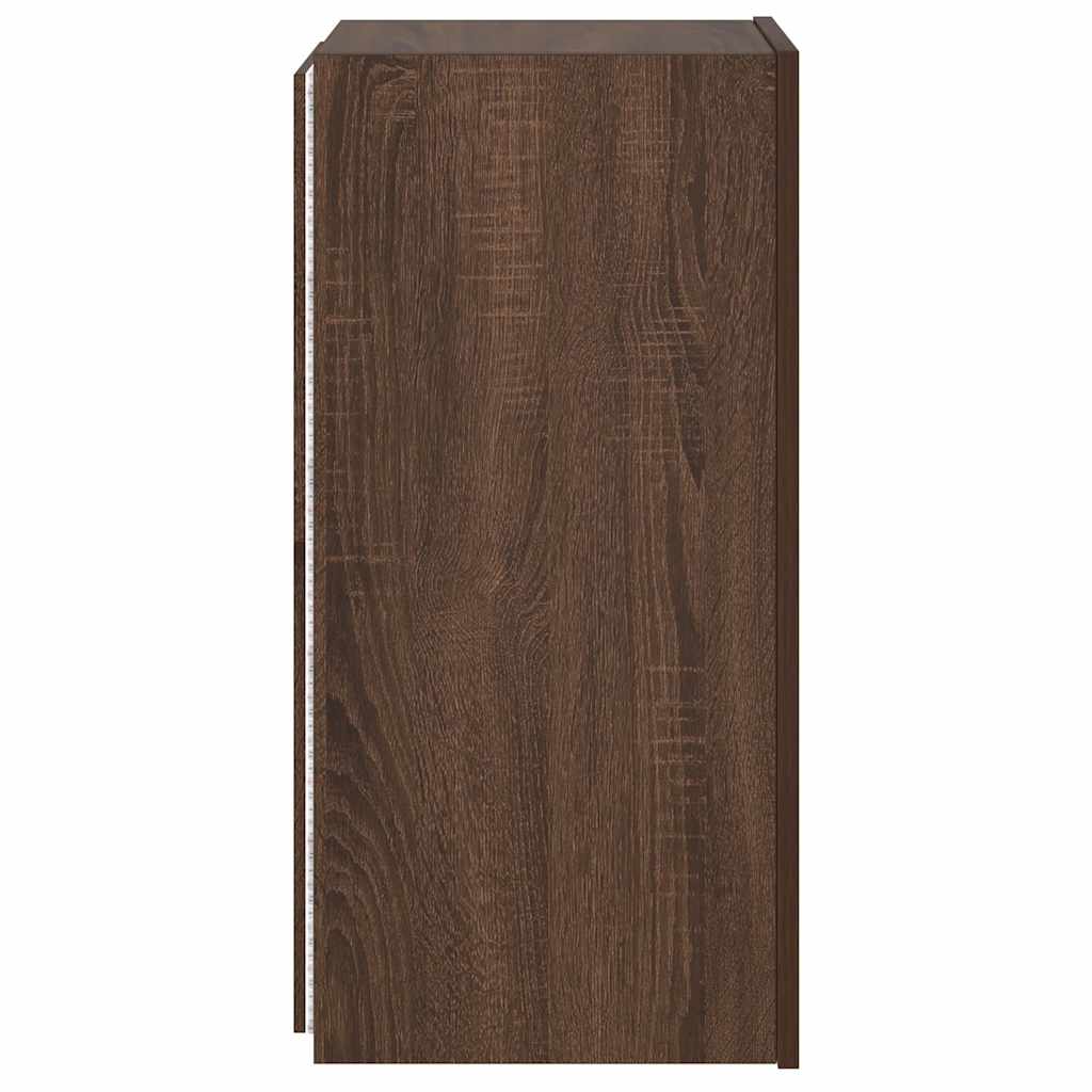 TV-Wandschrank mit LED-Leuchten Braun Eichen-Optik 30,5x35x70cm