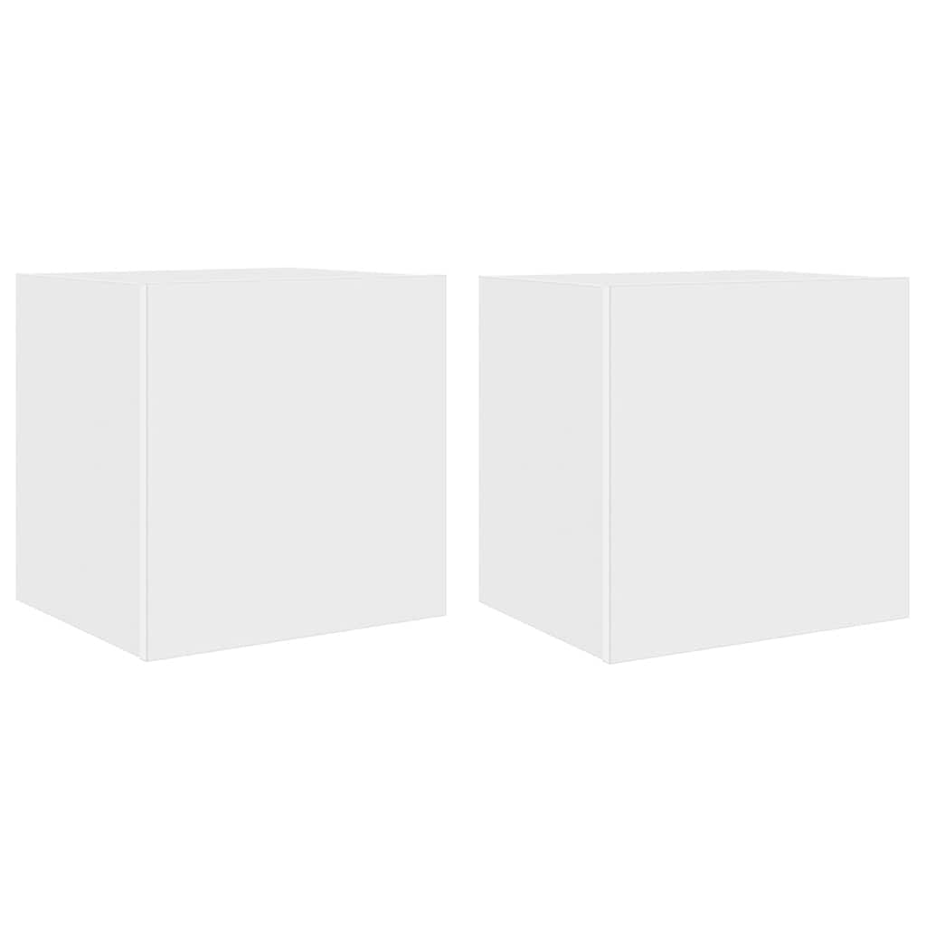 TV-Wandschränke mit LED-Leuchten 2 Stk. Weiß 40,5x35x40 cm