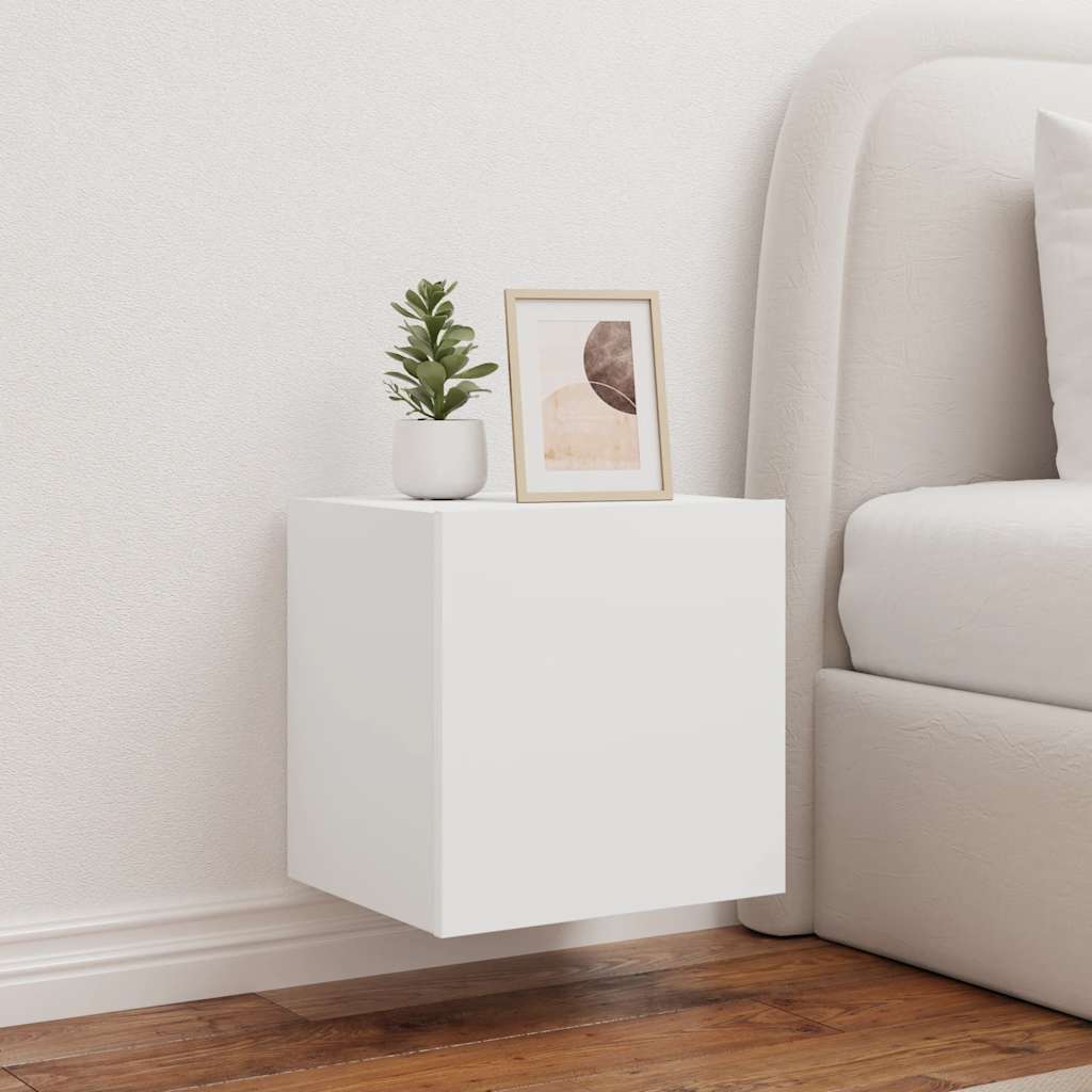 TV-Wandschränke mit LED-Leuchten 2 Stk. Weiß 40,5x35x40 cm