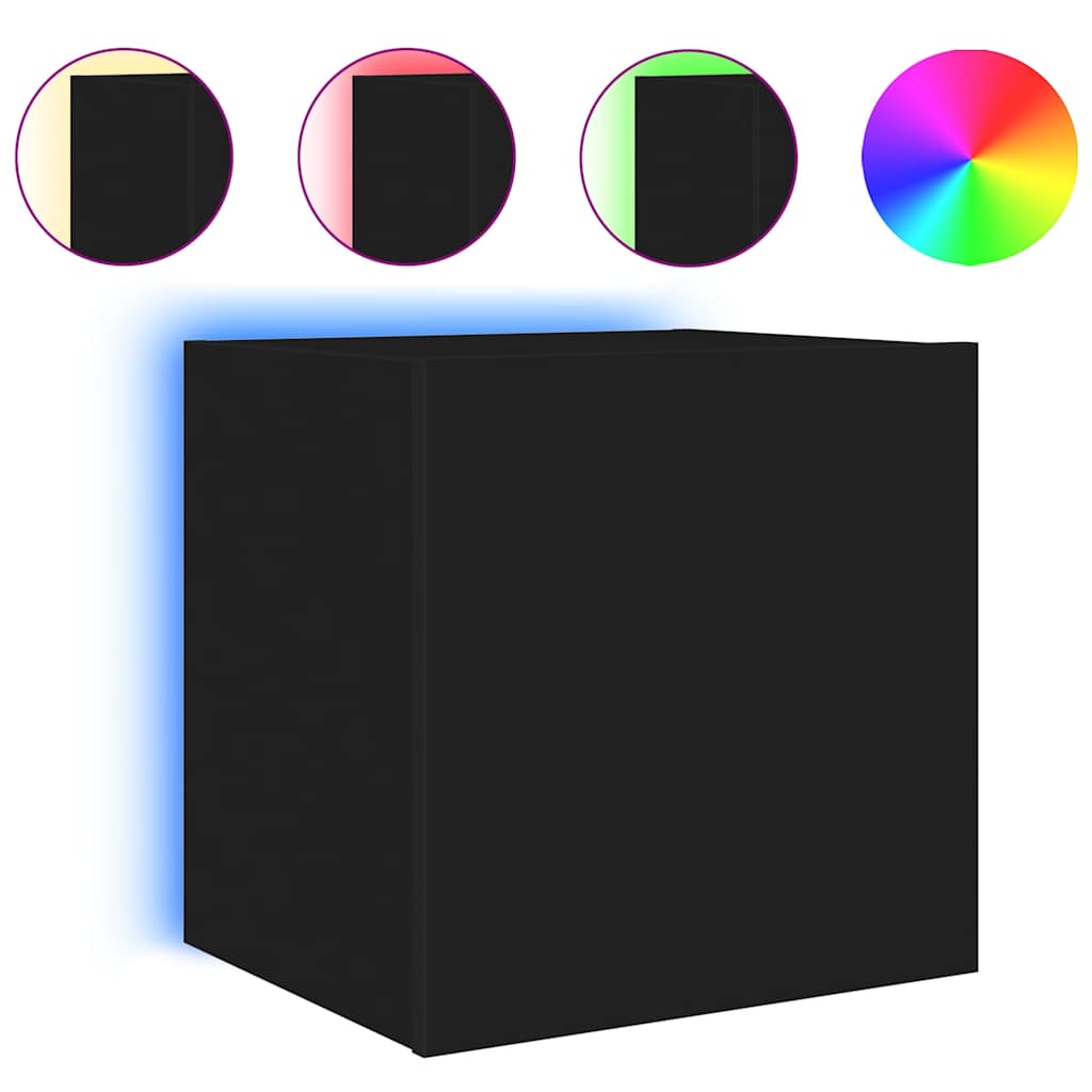 TV-Wandschrank mit LED-Leuchten Schwarz 40,5x35x40 cm