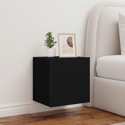 TV-Wandschränke mit LED-Leuchten 2 Stk. Schwarz 40,5x35x40 cm