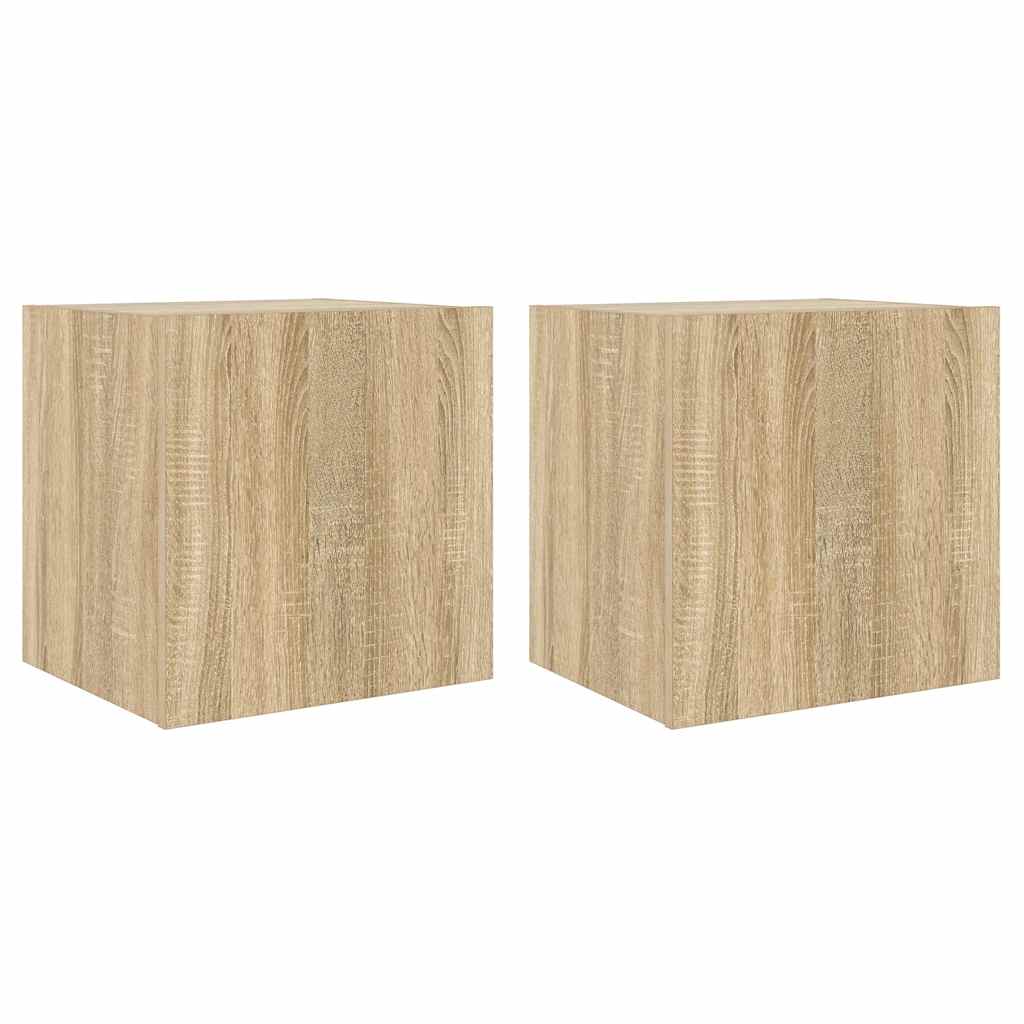 TV-Wandschränke mit LED-Leuchten 2 Stk. Sonoma-Eiche