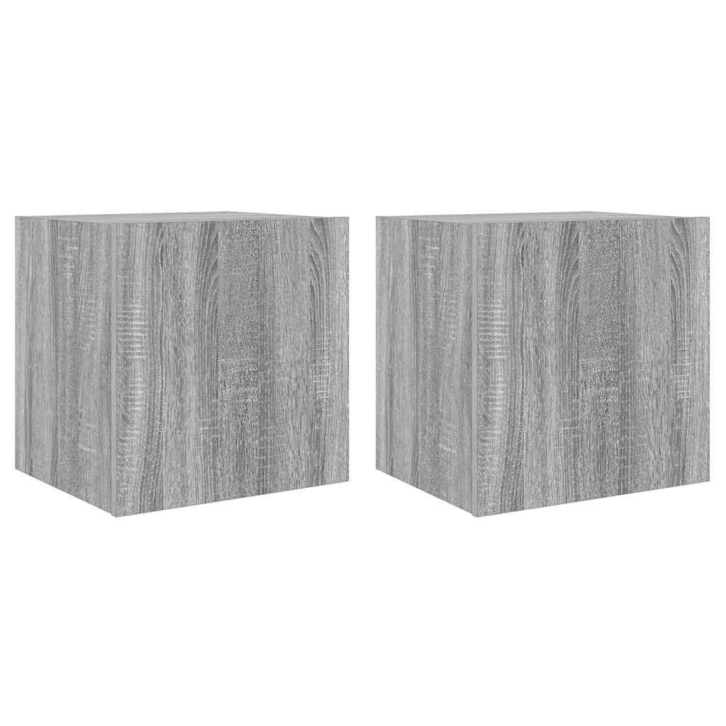 TV-Wandschränke mit LED-Leuchten 2Stk. Grau Sonoma 40,5x35x40cm