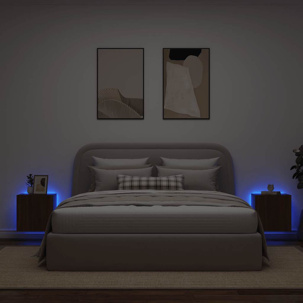 TV-Wandschränke mit LED-Leuchten 2 Stk. Braun Eichen-Optik