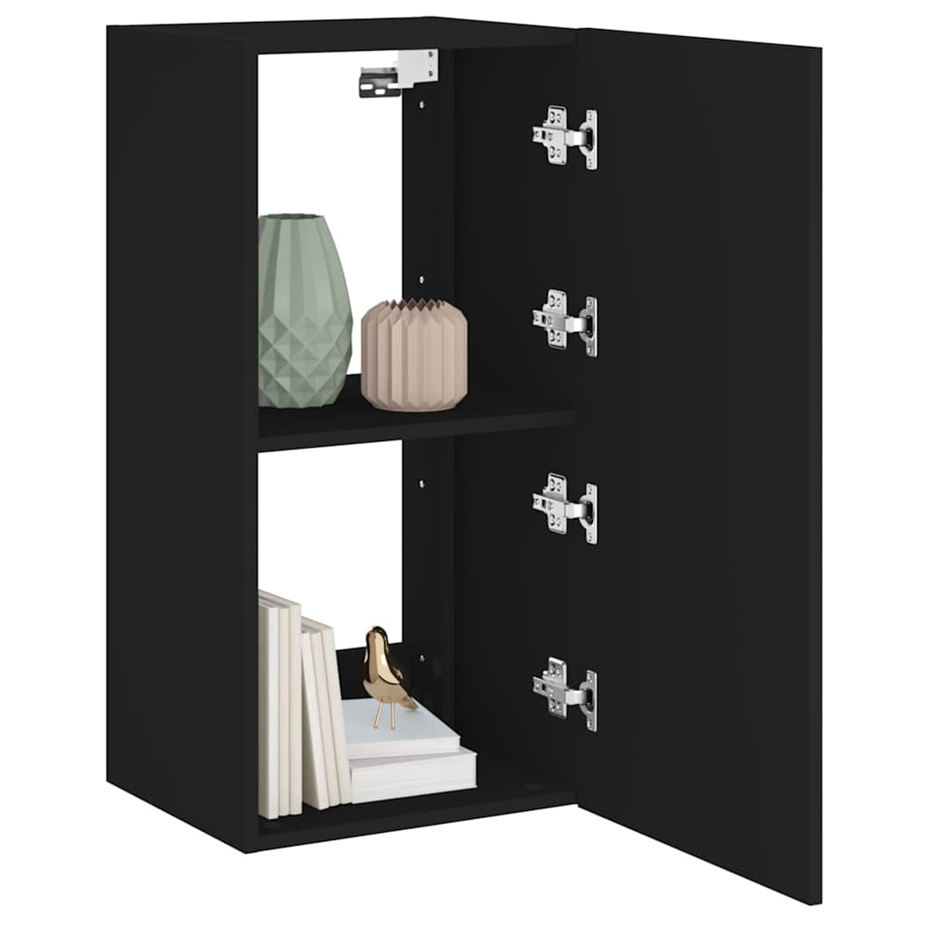 TV-Wandschrank mit LED-Leuchten Schwarz 40,5x35x80 cm