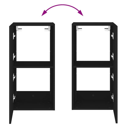 TV-Wandschrank mit LED-Leuchten Schwarz 40,5x35x80 cm