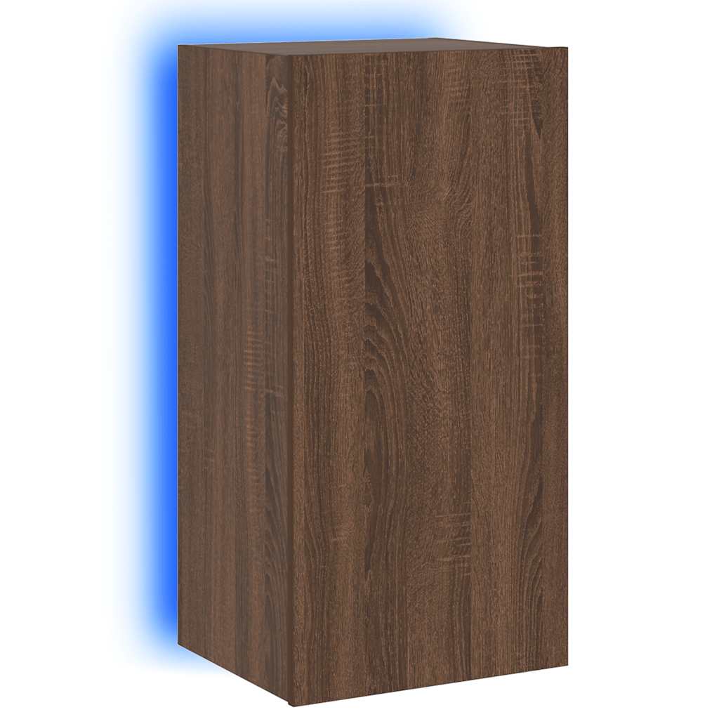 TV-Wandschrank mit LED-Leuchten Braun Eichen-Optik 40,5x35x80cm
