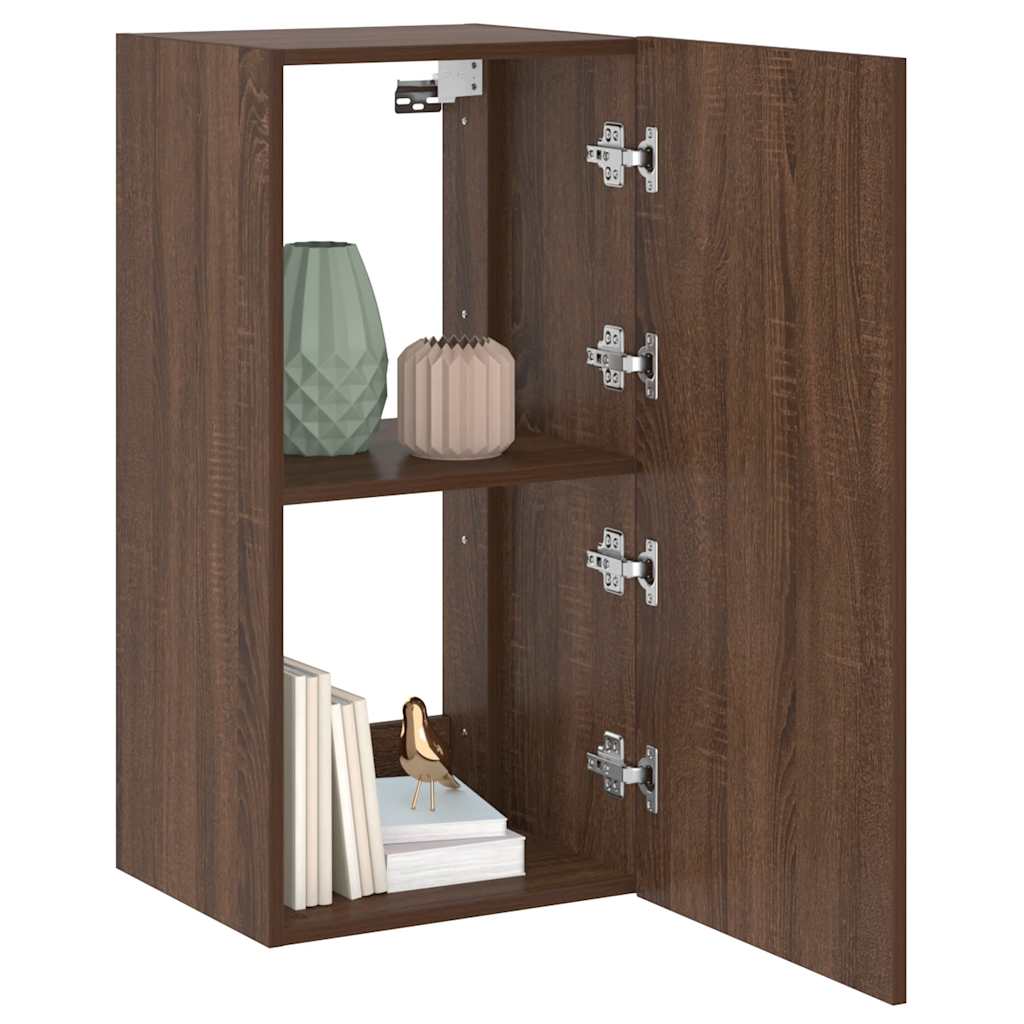 TV-Wandschrank mit LED-Leuchten Braun Eichen-Optik 40,5x35x80cm