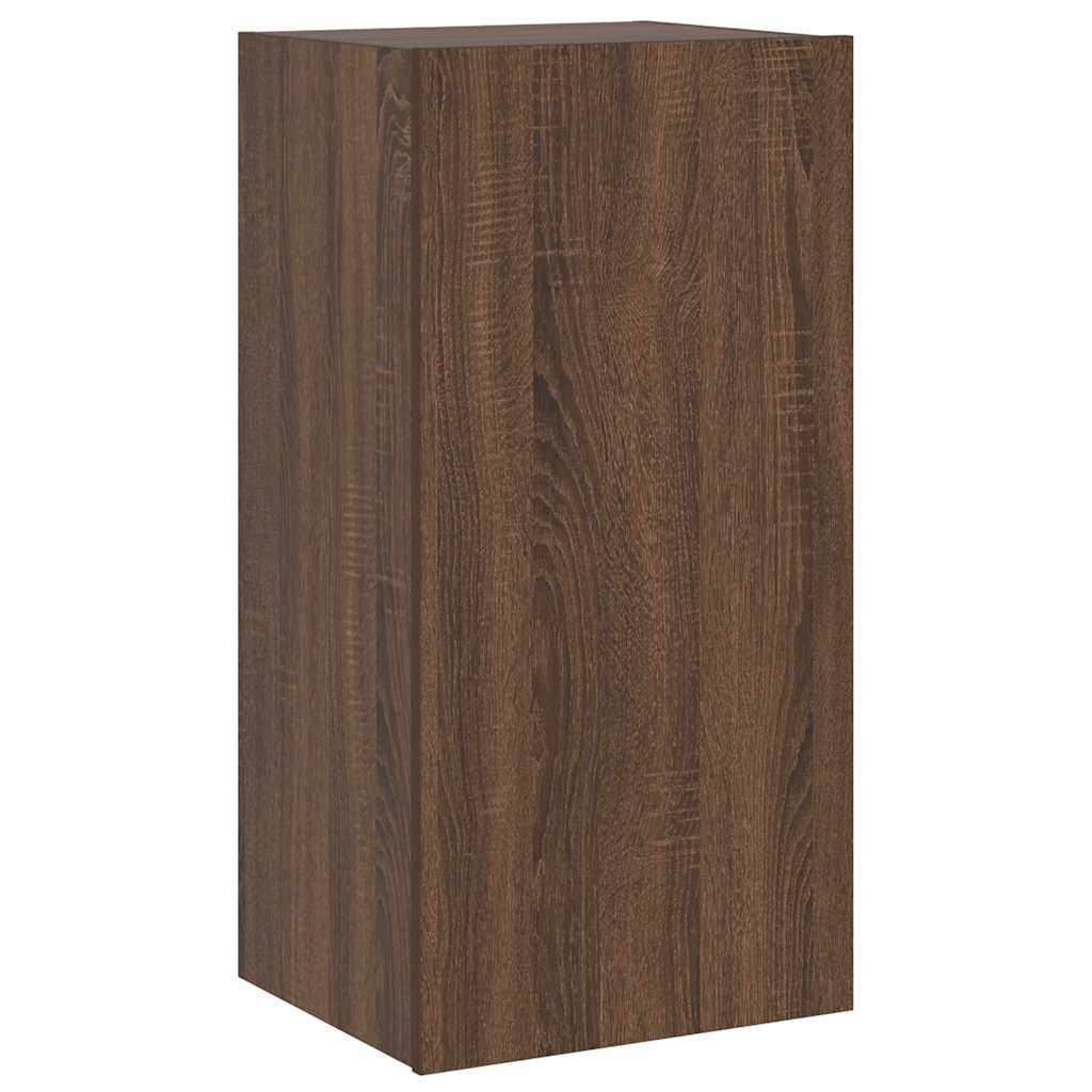 TV-Wandschrank mit LED-Leuchten Braun Eichen-Optik 40,5x35x80cm